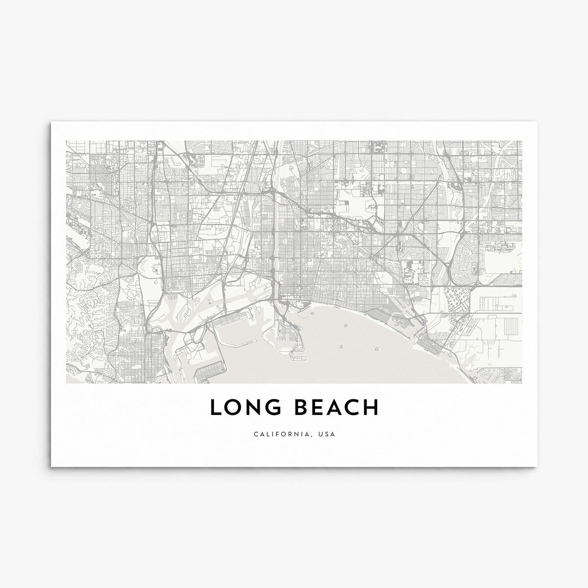 Long Beach Map Poster, print only (unframed)