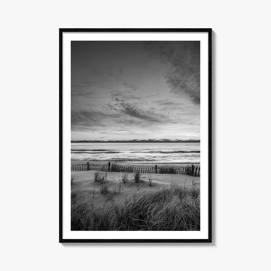 Long Beach no. 2 black & white photo poster of California, USA – vertical wall art, unframed print shown in interior mockup