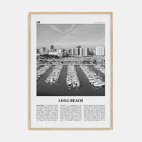 Long Beach No 2 Poster Natural Wood / 8x12 in Nbourhood Travel B&W Poster