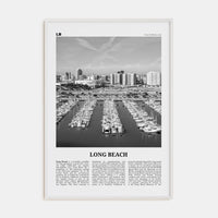 Long Beach No 2 Poster White Wood / 8x12 in Nbourhood Travel B&W Poster