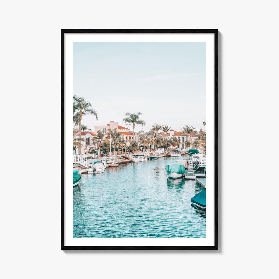 Long Beach no. 4 colorful photo poster of California, USA – vertical wall art, unframed print shown in interior mockup