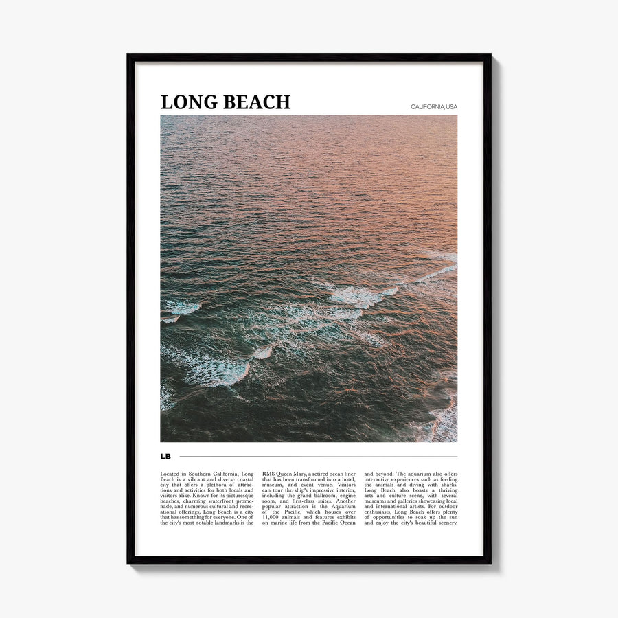 Long Beach Travel No 2 Poster, framed poster mockup