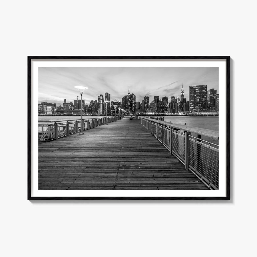 Long Island black & white photo poster of New York, USA – horizontal wall art, unframed print shown in interior mockup