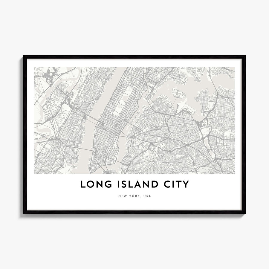 Long Island City Map Poster, framed poster mockup