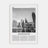 Long Island City Poster White Wood / 8x12 in Nbourhood Travel B&W Poster