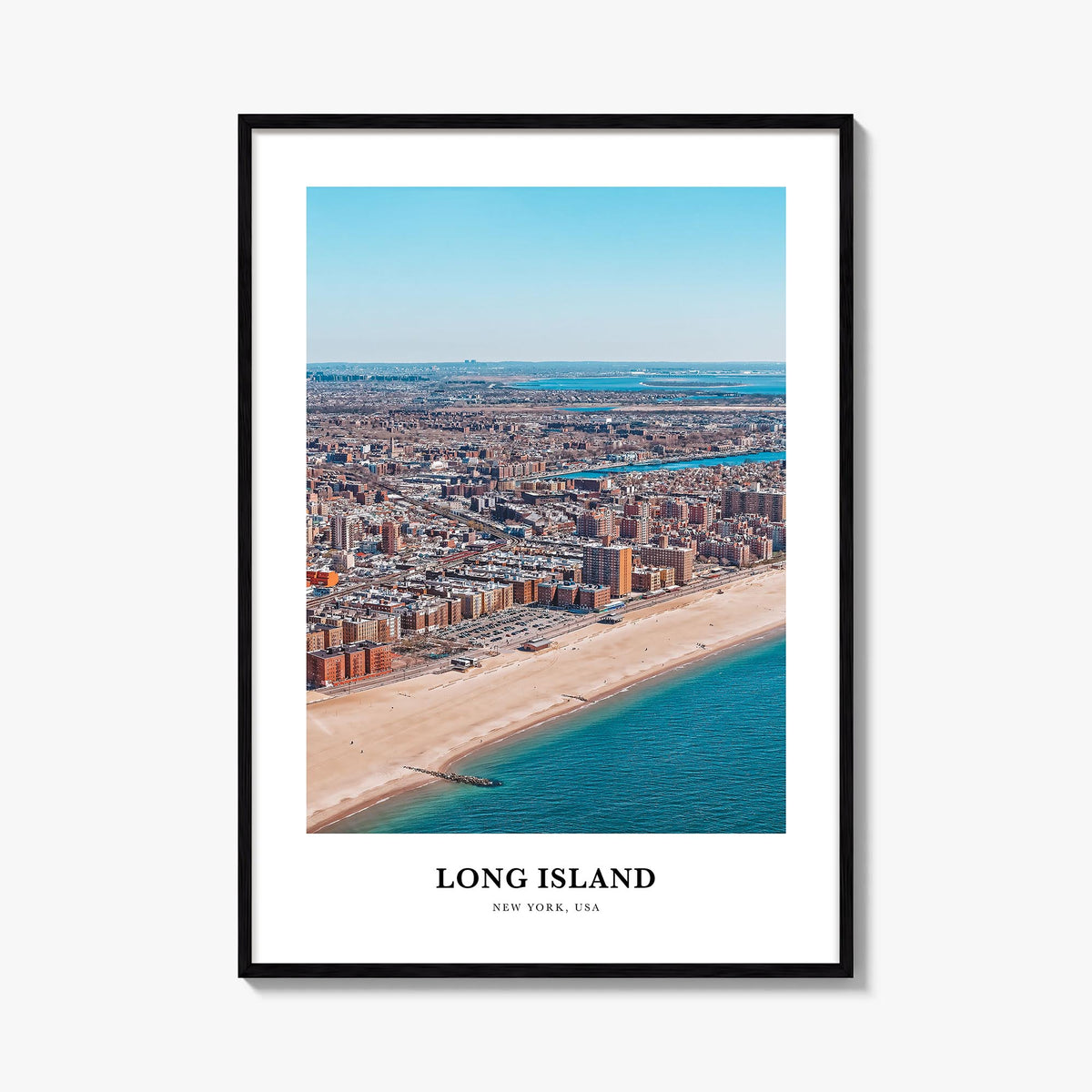 Long Island no. 1 colorful classic poster of New York, USA – vertical wall art, unframed print shown in interior mockup
