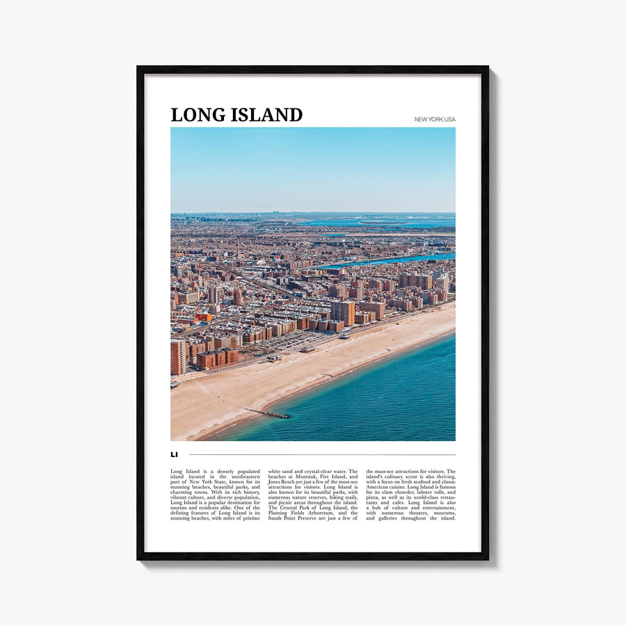 Long Island no. 1 colorful travel poster of New York, USA – vertical wall art, unframed print shown in interior mockup