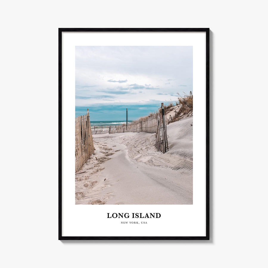 Long Island no. 2 colorful classic poster of New York, USA – vertical wall art, unframed print shown in interior mockup