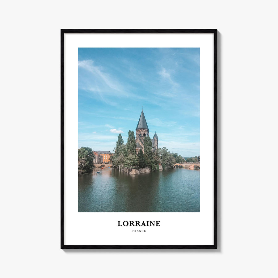 Lorraine colorful classic poster of France – vertical wall art, unframed print shown in interior mockup