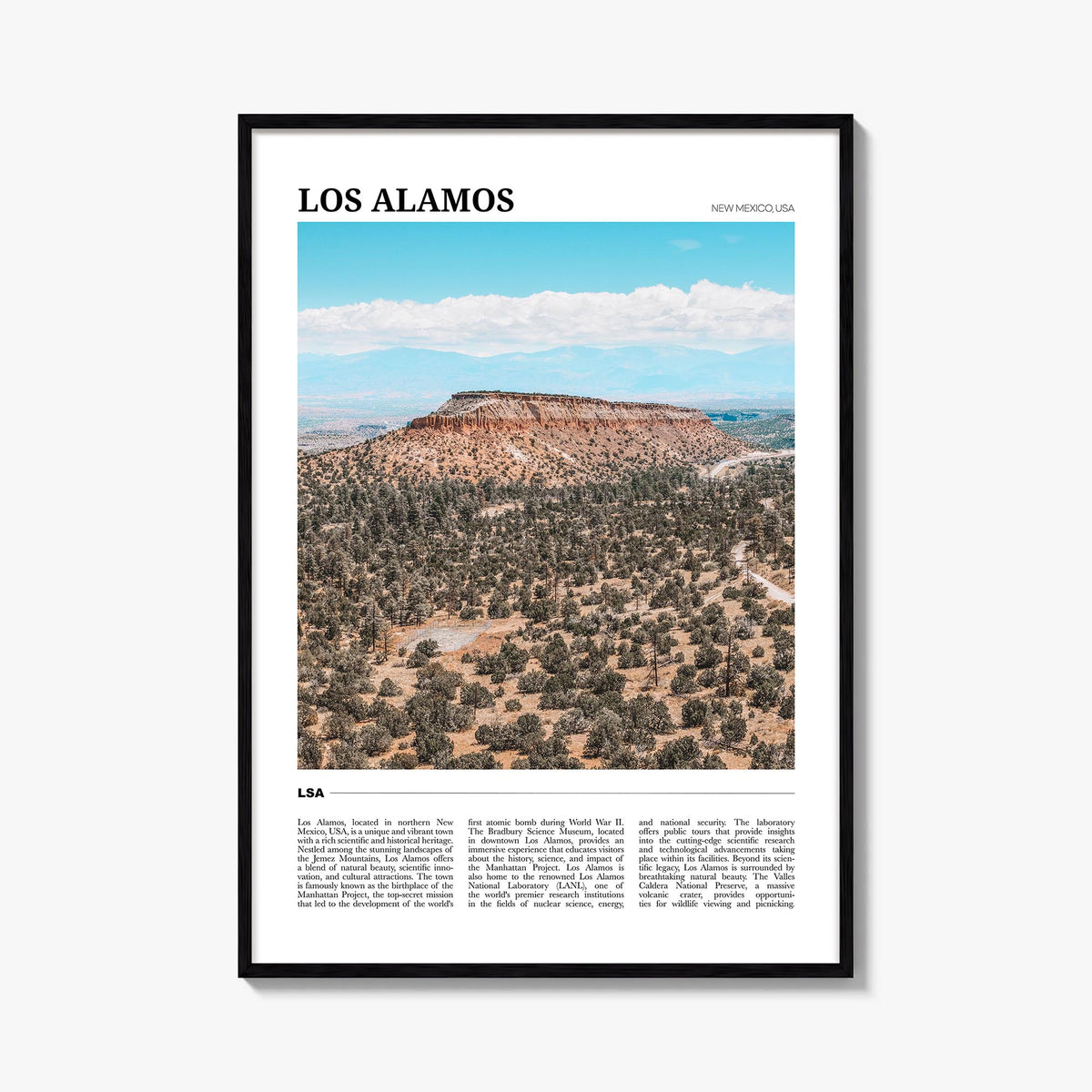 Los Alamos colorful travel poster of Chile – vertical wall art, unframed print shown in interior mockup