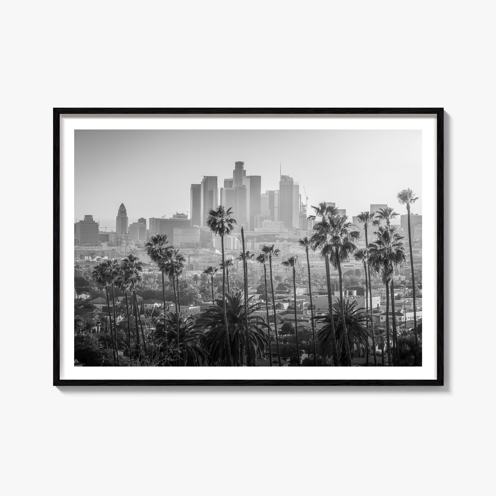 Los Angeles black & white photo poster of California, USA – horizontal wall art, unframed print shown in interior mockup