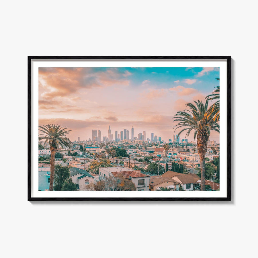 Los Angeles colorful photo poster of California, USA – horizontal wall art, unframed print shown in interior mockup