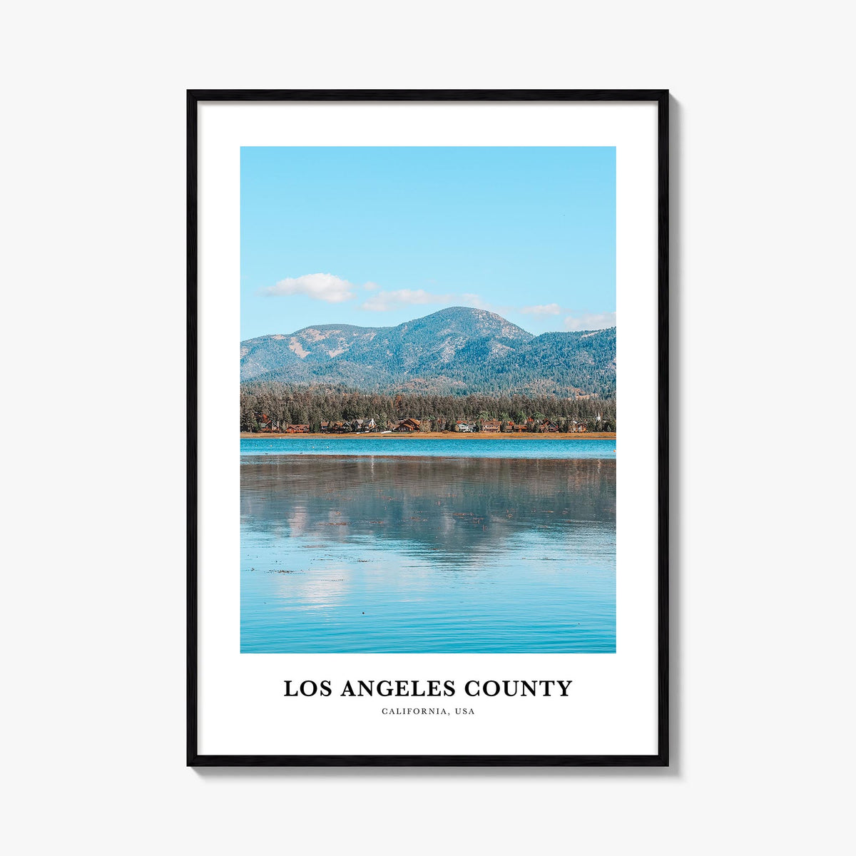 Los Angeles County colorful classic poster of California, USA – vertical wall art, unframed print shown in interior mockup