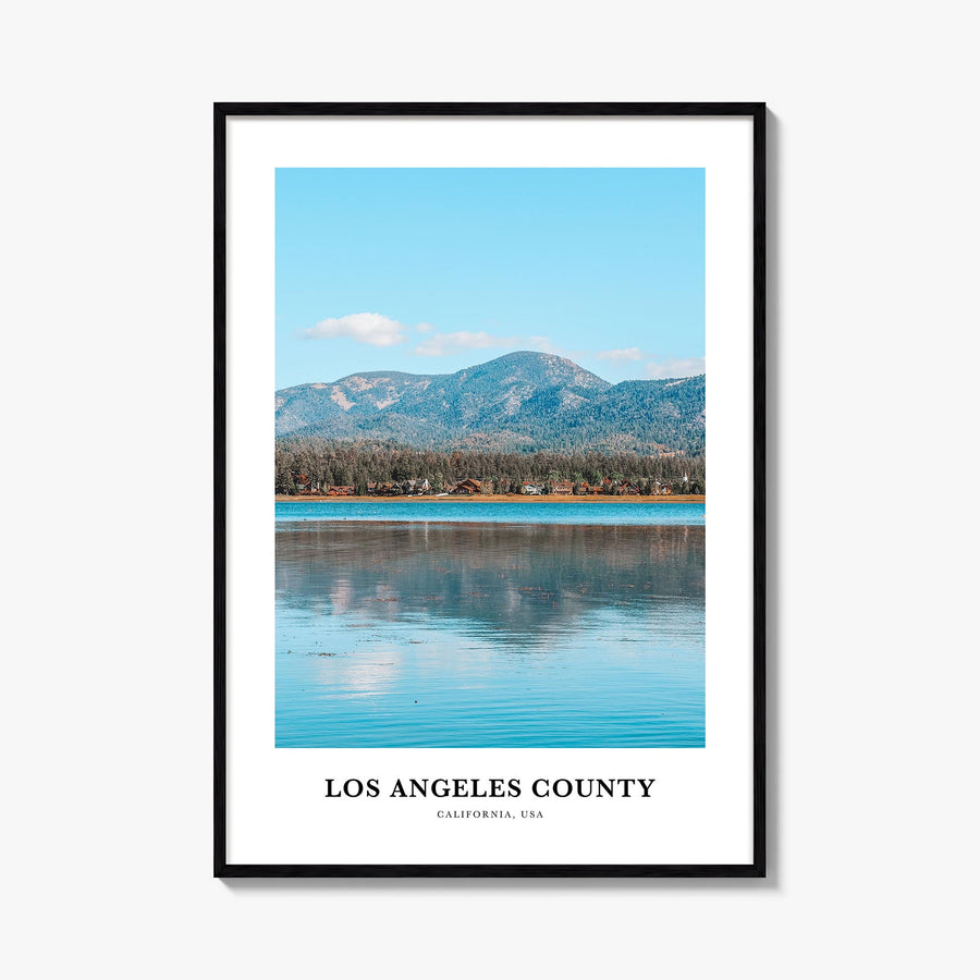 Los Angeles County colorful classic poster of California, USA – vertical wall art, unframed print shown in interior mockup