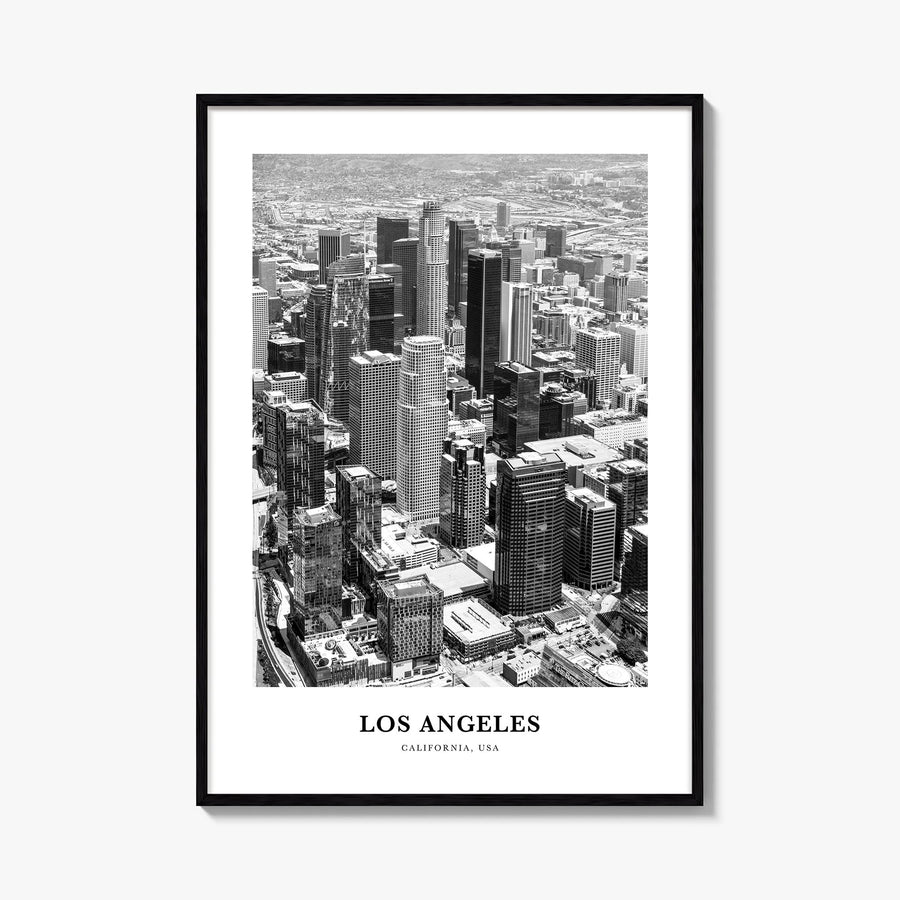 Los Angeles no. 1 black & white classic poster of California, USA – vertical wall art, unframed print shown in interior mocku