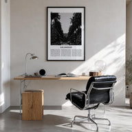 Los Angeles no. 1 black & white newspaper poster of California, USA – vertical wall art in black wood frame, hanging on wall