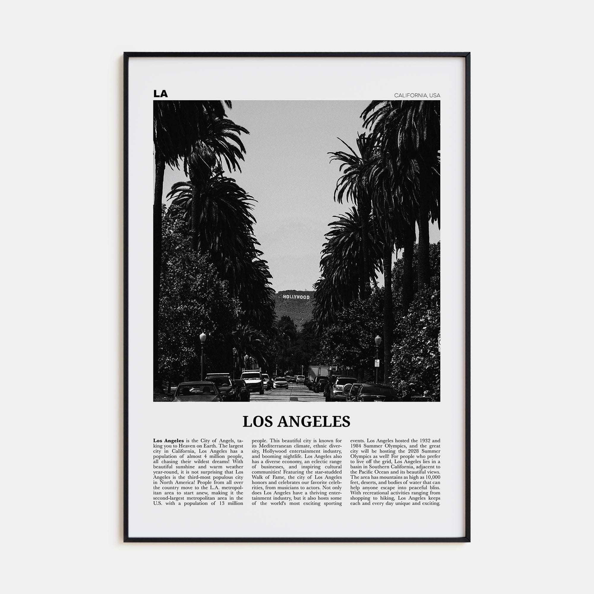 Los Angeles No 1 Poster None / 8x12 in Nbourhood Travel B&W Poster