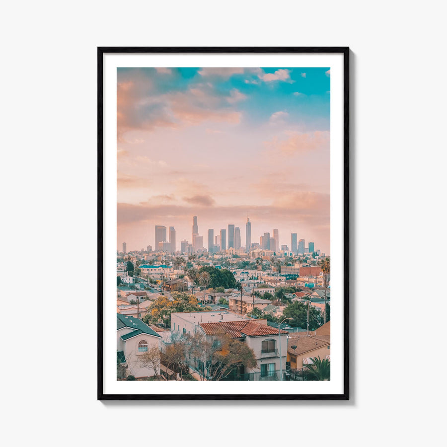 Los Angeles no. 2 colorful photo poster of California, USA – vertical wall art, unframed print shown in interior mockup