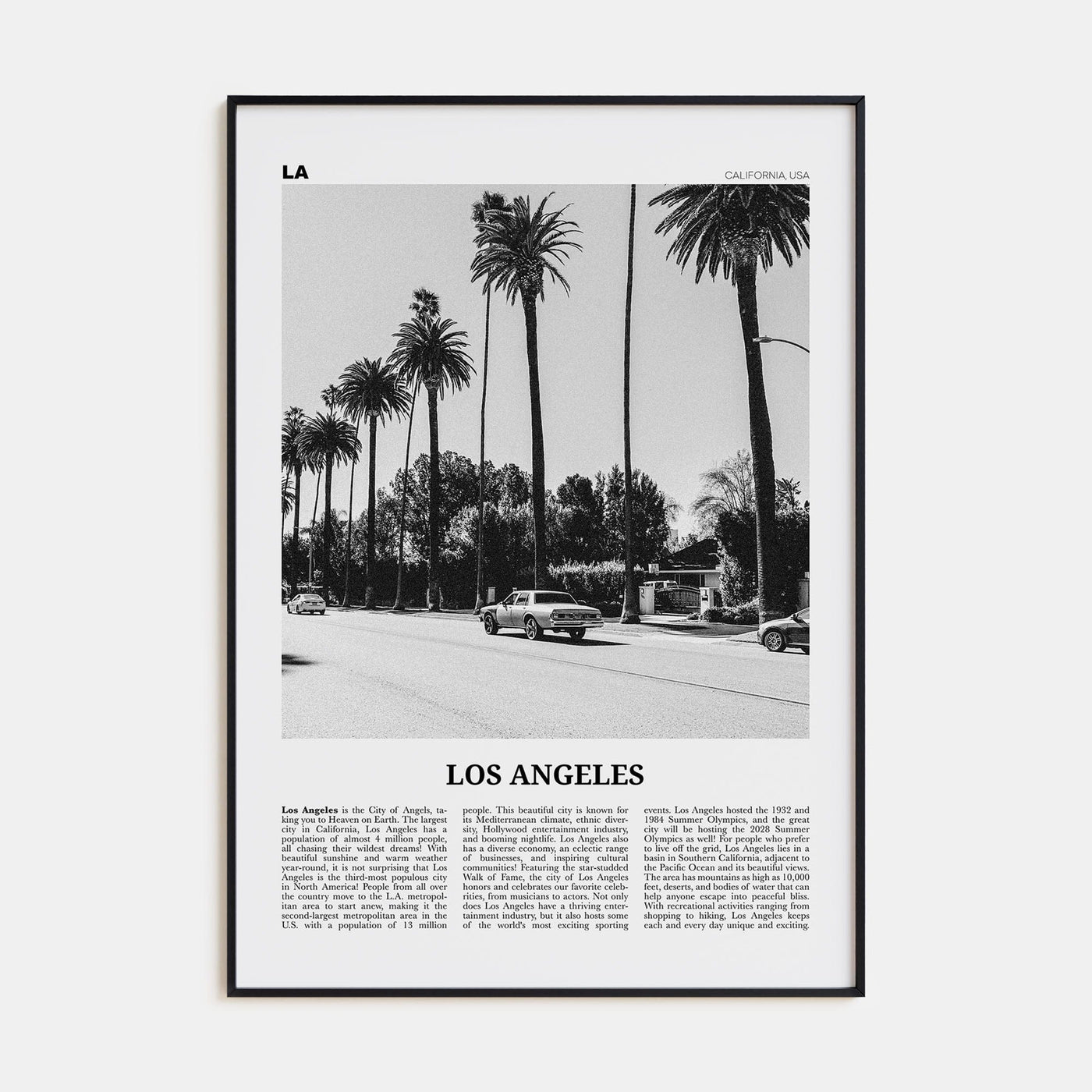 Los Angeles No 2 Poster None / 8x12 in Nbourhood Travel B&W Poster