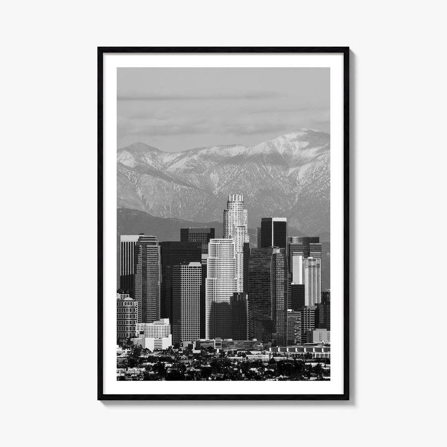Los Angeles no. 4 black & white photo poster of California, USA – vertical wall art, unframed print shown in interior mockup