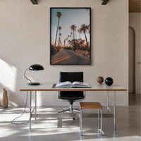 Los Angeles no. 6 colorful photo poster of California, USA – vertical wall art in black wood frame, hanging on wall