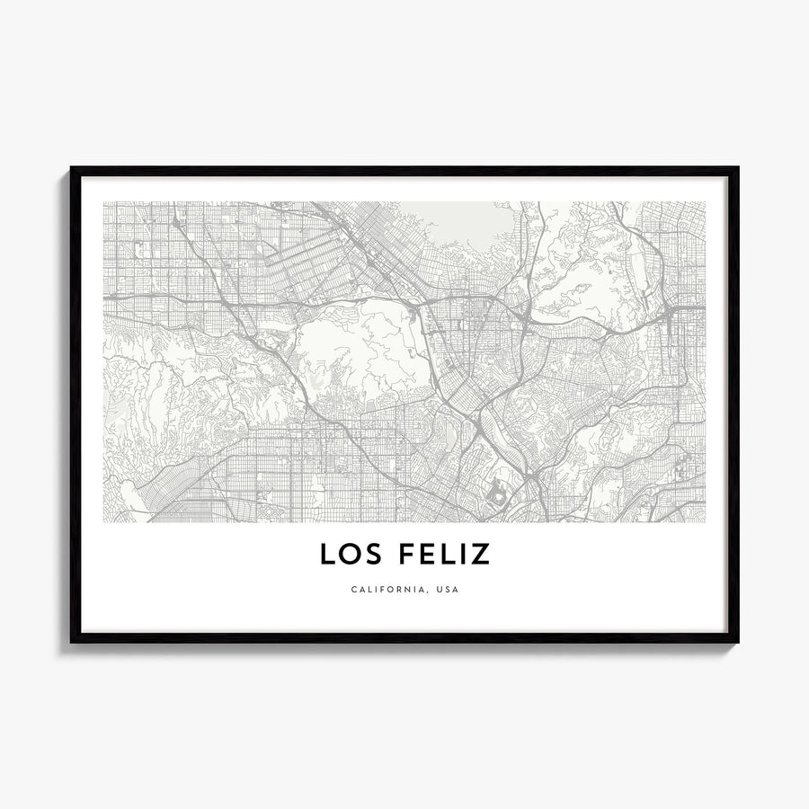Los Feliz Map Poster, framed poster mockup