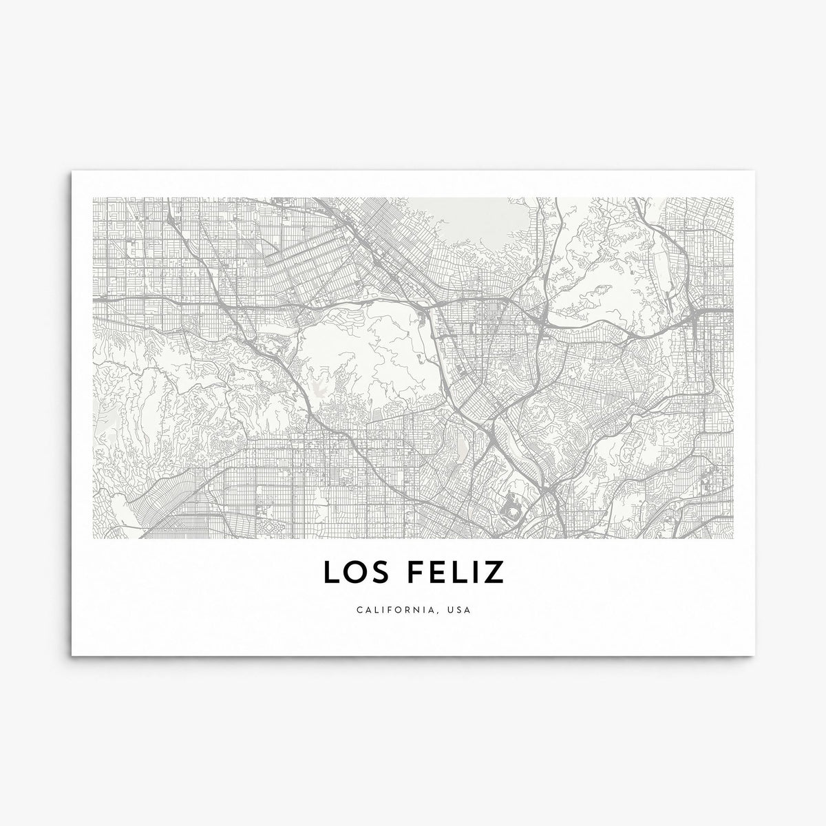 Los Feliz Map Poster, print only (unframed)