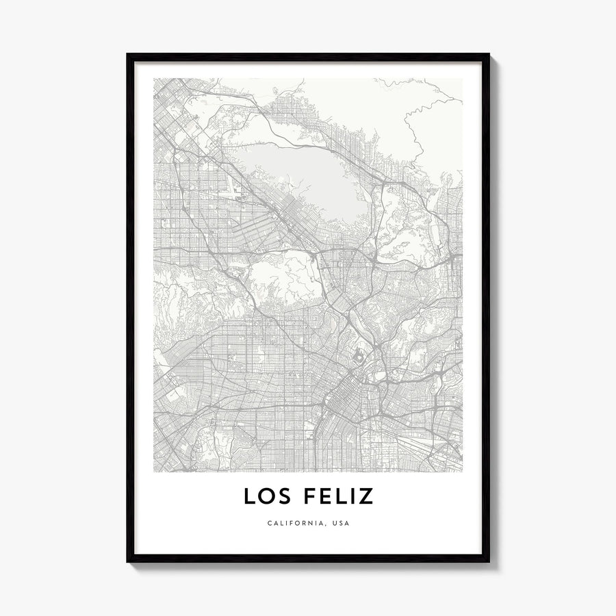 Los Feliz Map Poster, framed poster mockup