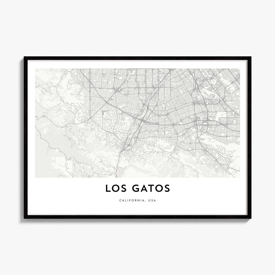 Los Gatos Map Poster, framed poster mockup