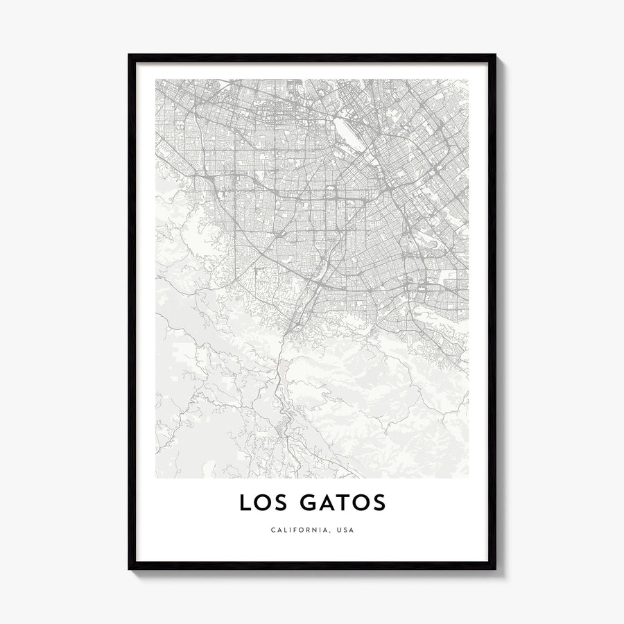 Los Gatos Map Poster, framed poster mockup