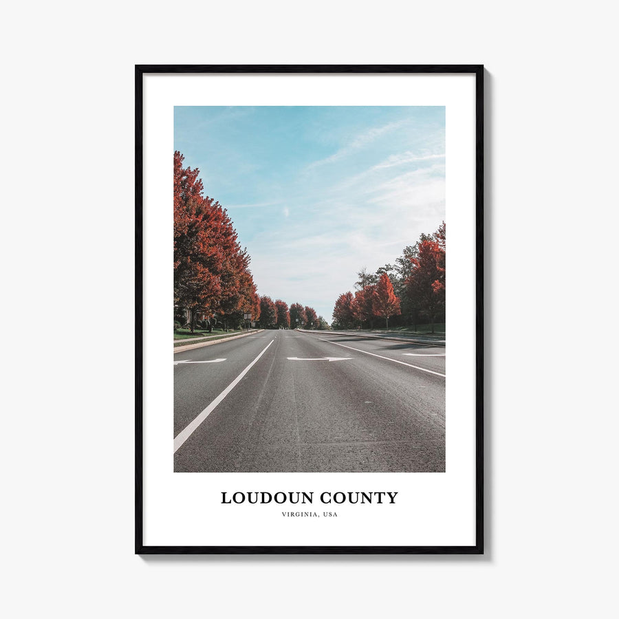 Loudoun County colorful classic poster of Virginia, USA – vertical wall art, unframed print shown in interior mockup