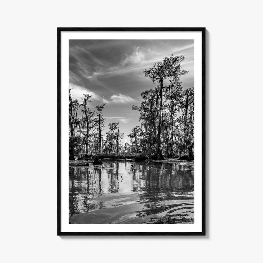 Louisiana black & white photo poster of United States – vertical wall art, unframed print shown in interior mockup