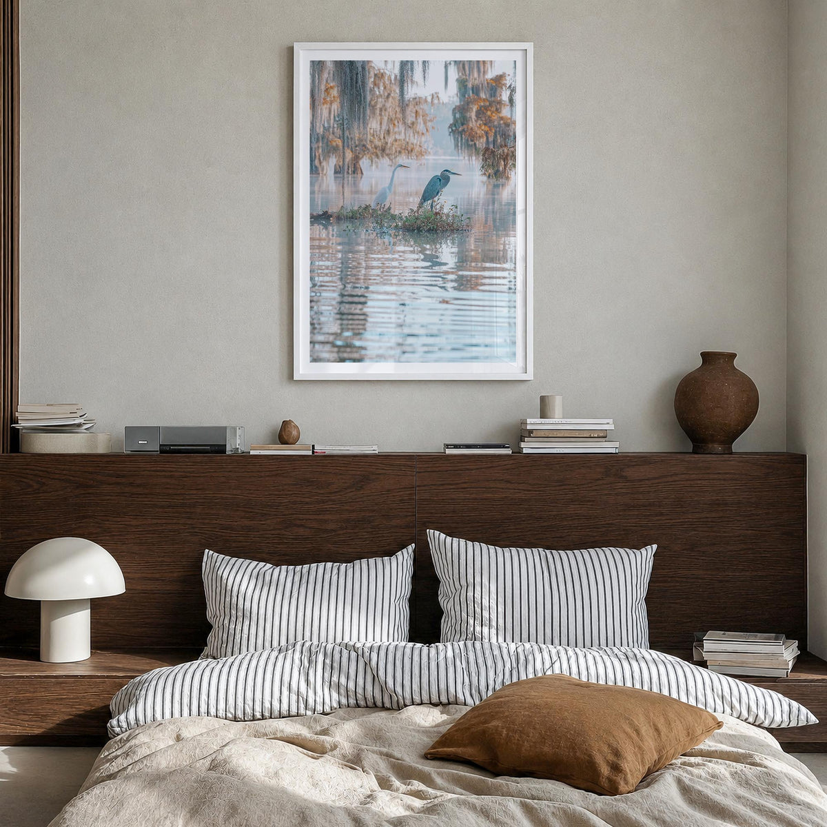 Louisiana no. 2 colorful photo poster of United States – vertical wall art in white wood frame with white border, hanging on 