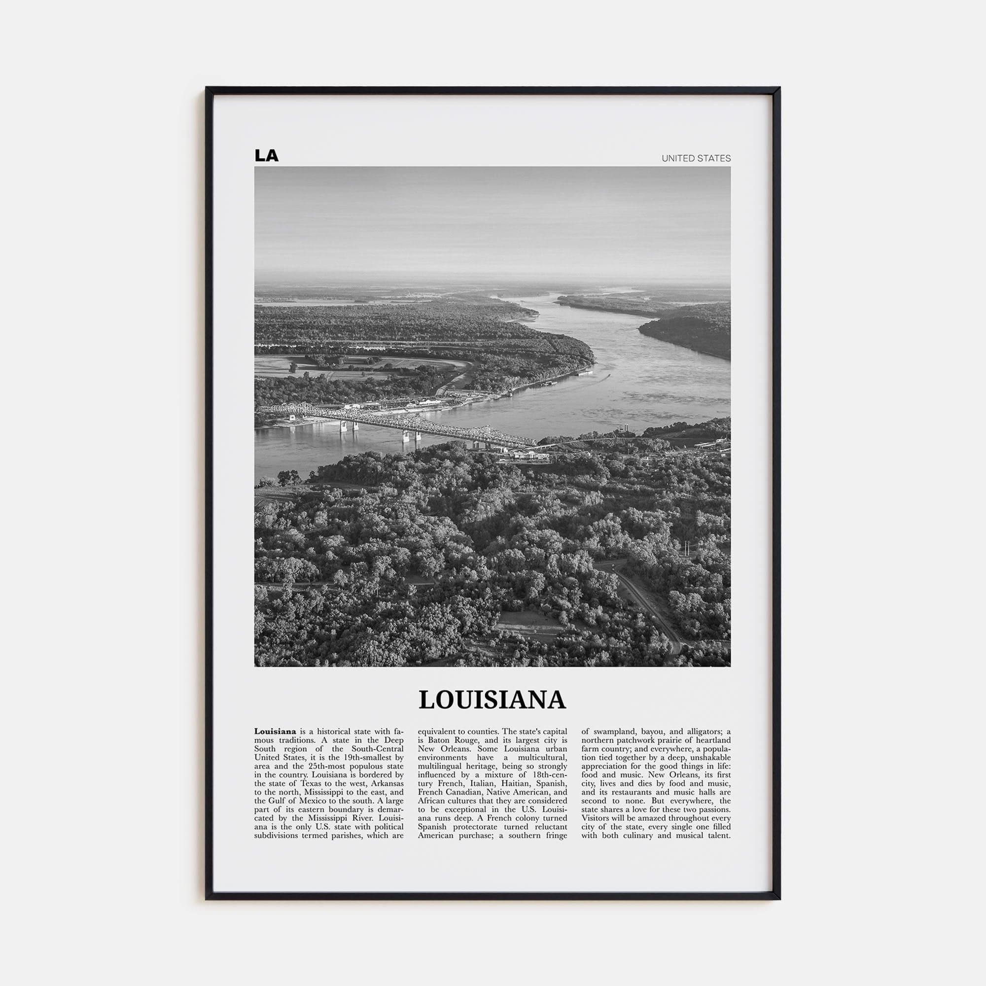 Louisiana No 2 Poster None / 8x12 in Nbourhood Travel B&W Poster