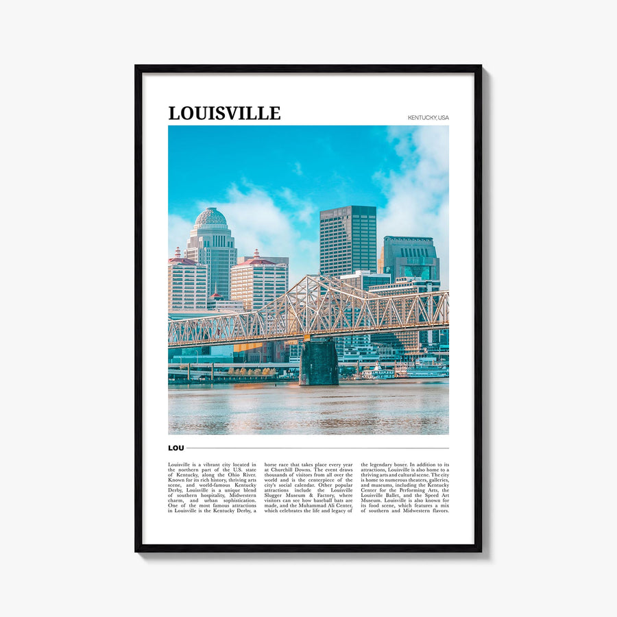 Louisville colorful travel poster of Kentucky, USA – vertical wall art, unframed print shown in interior mockup