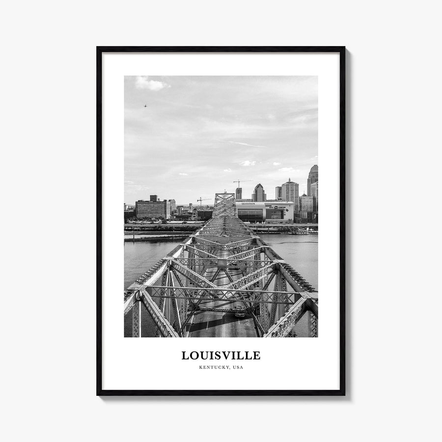 Louisville no. 1 black & white classic poster of Kentucky, USA – vertical wall art, unframed print shown in interior mockup
