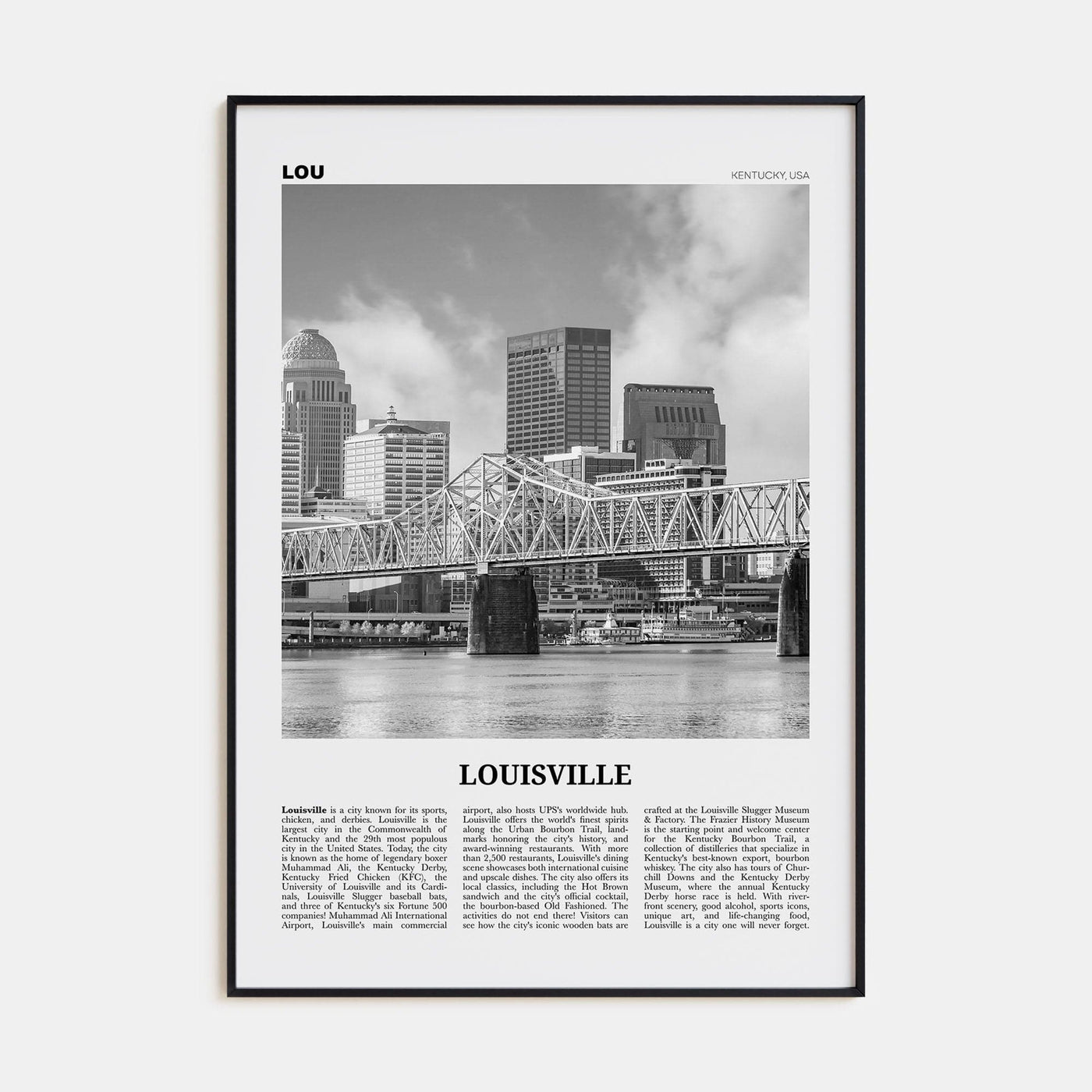 Louisville No 1 Poster None / 8x12 in Nbourhood Travel B&W Poster