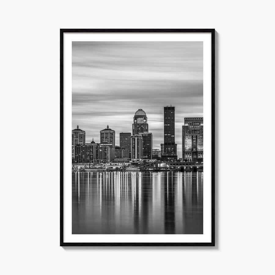 Louisville no. 2 black & white photo poster of Kentucky, USA – vertical wall art, unframed print shown in interior mockup