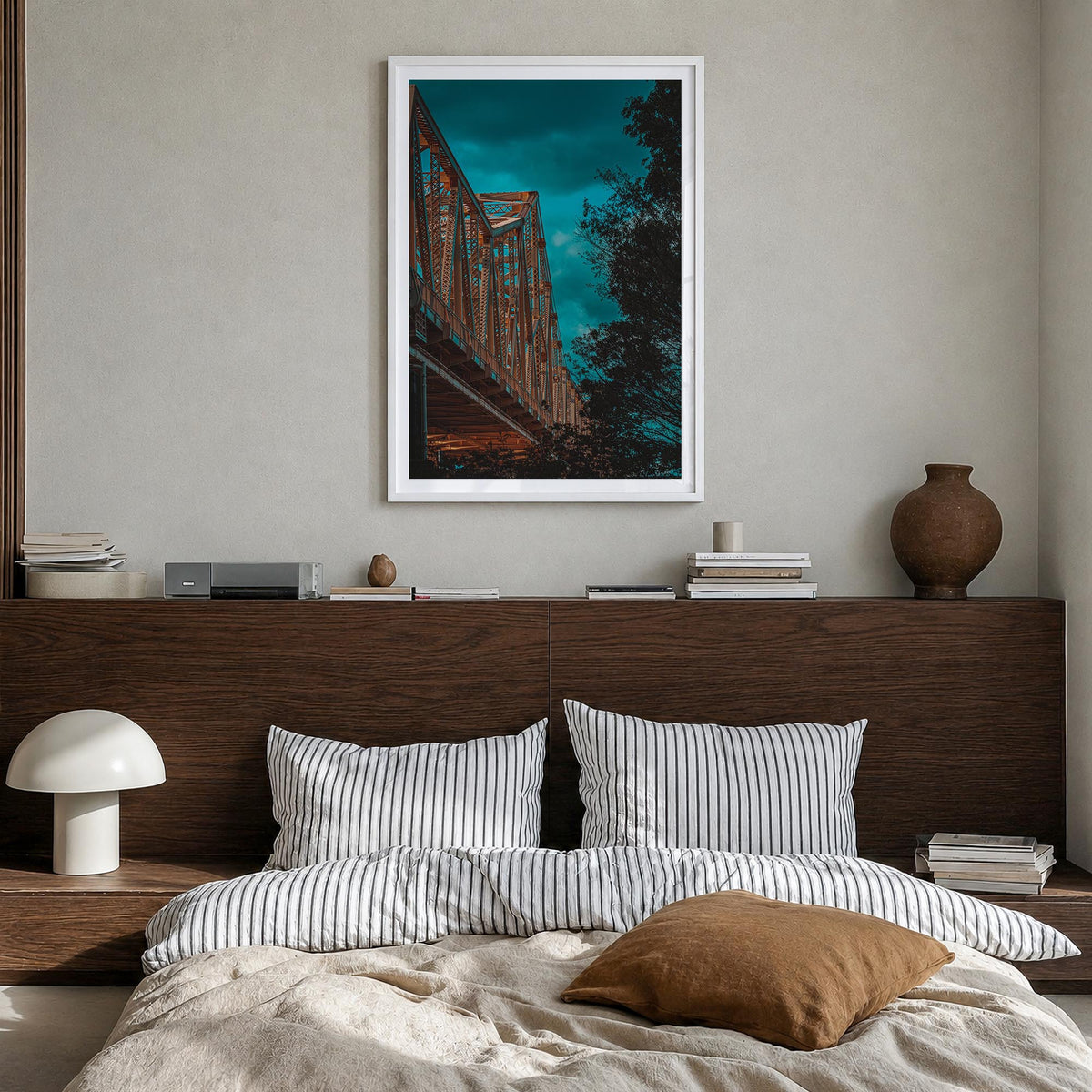 Louisville no. 3 colorful photo poster of Kentucky, USA – vertical wall art in white wood frame with white border, hanging on