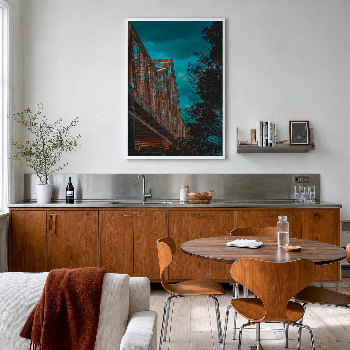 Louisville no. 3 colorful photo poster of Kentucky, USA – vertical wall art in white wood frame, hanging on wall