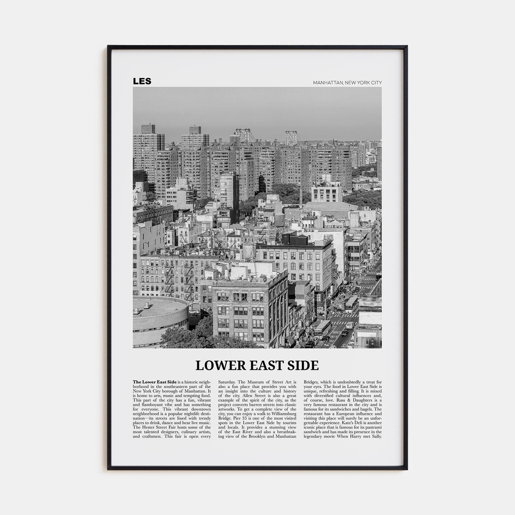 Lower East Side Poster None / 8x12 in Nbourhood Travel B&W Poster