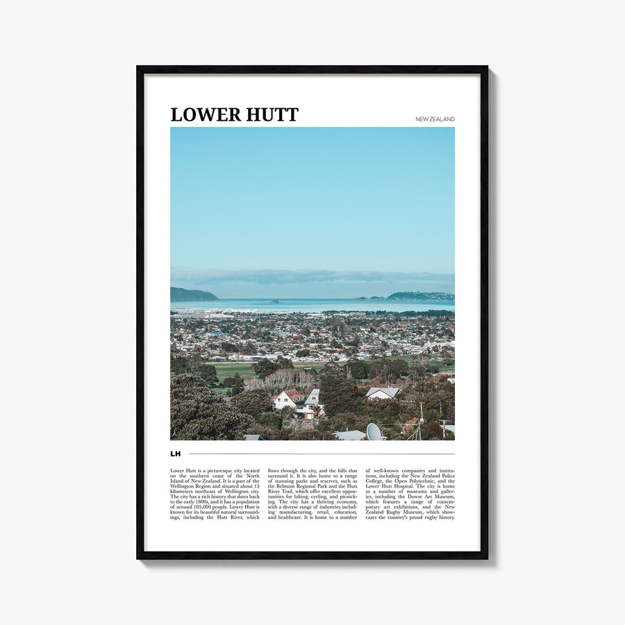Lower Hutt colorful travel poster of New Zealand – vertical wall art, unframed print shown in interior mockup