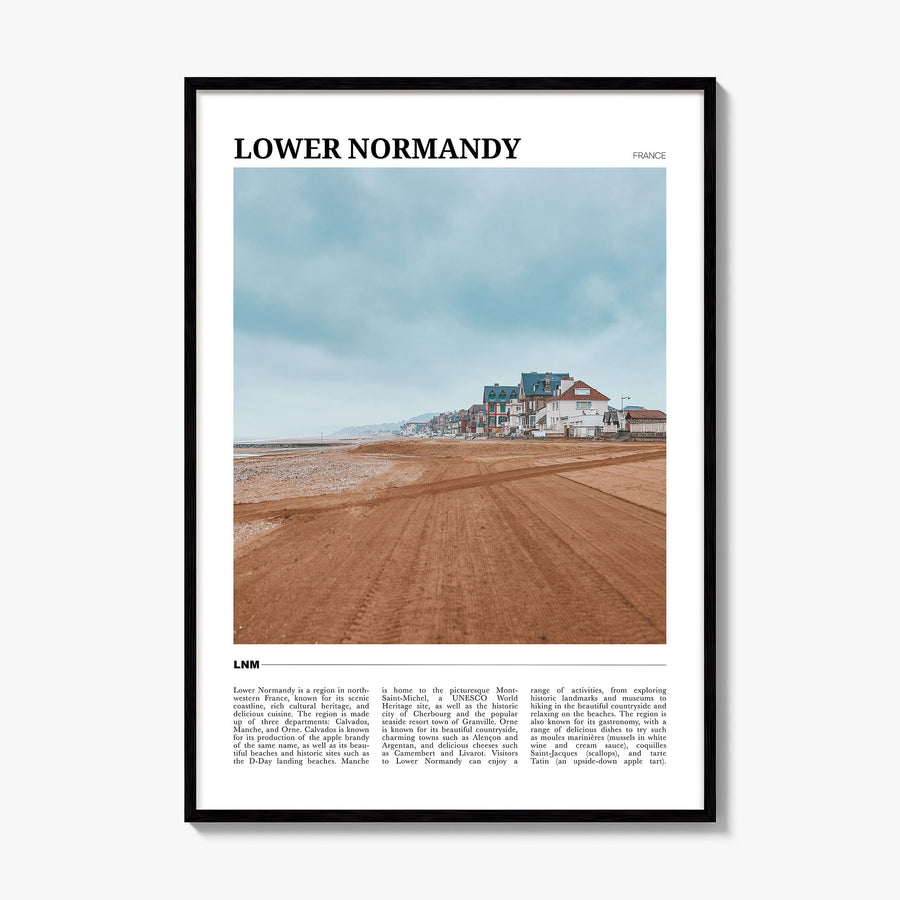 Lower Normandy Travel Poster, framed poster mockup