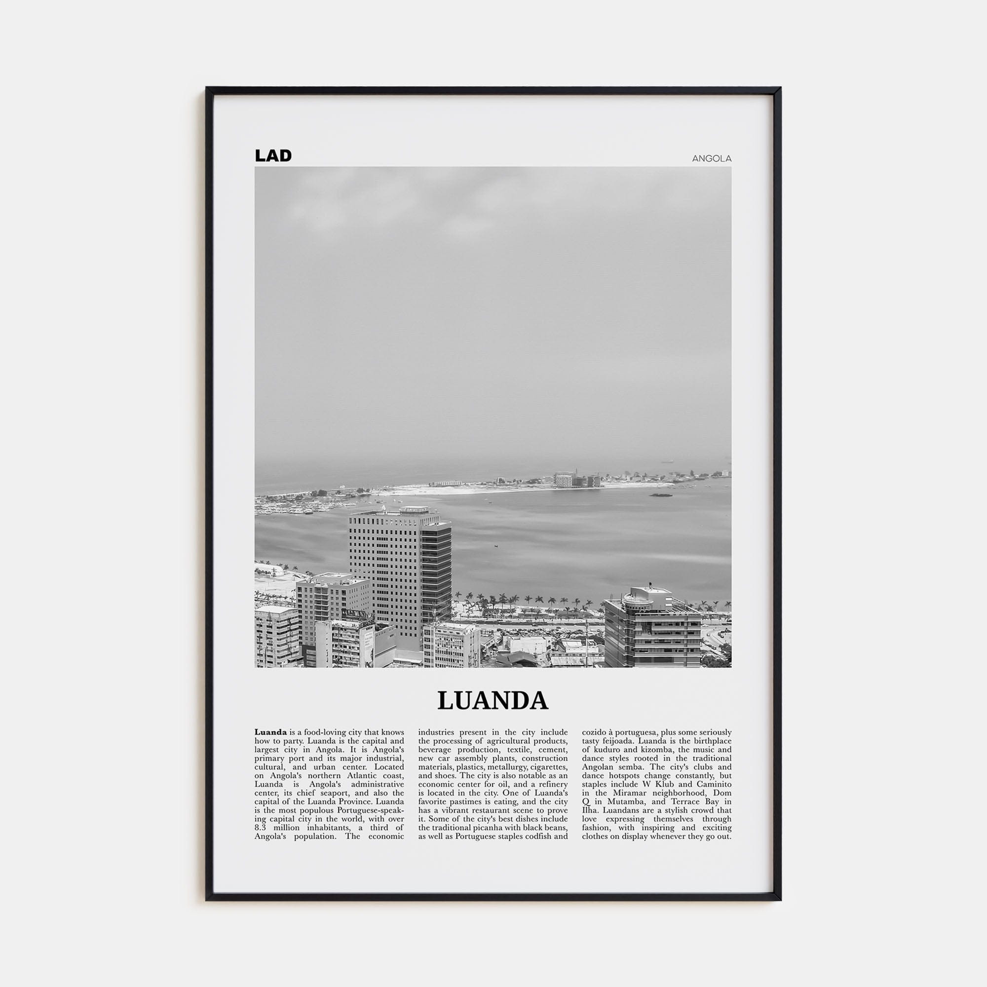 Luanda Poster None / 8x12 in Nbourhood Travel B&W Poster