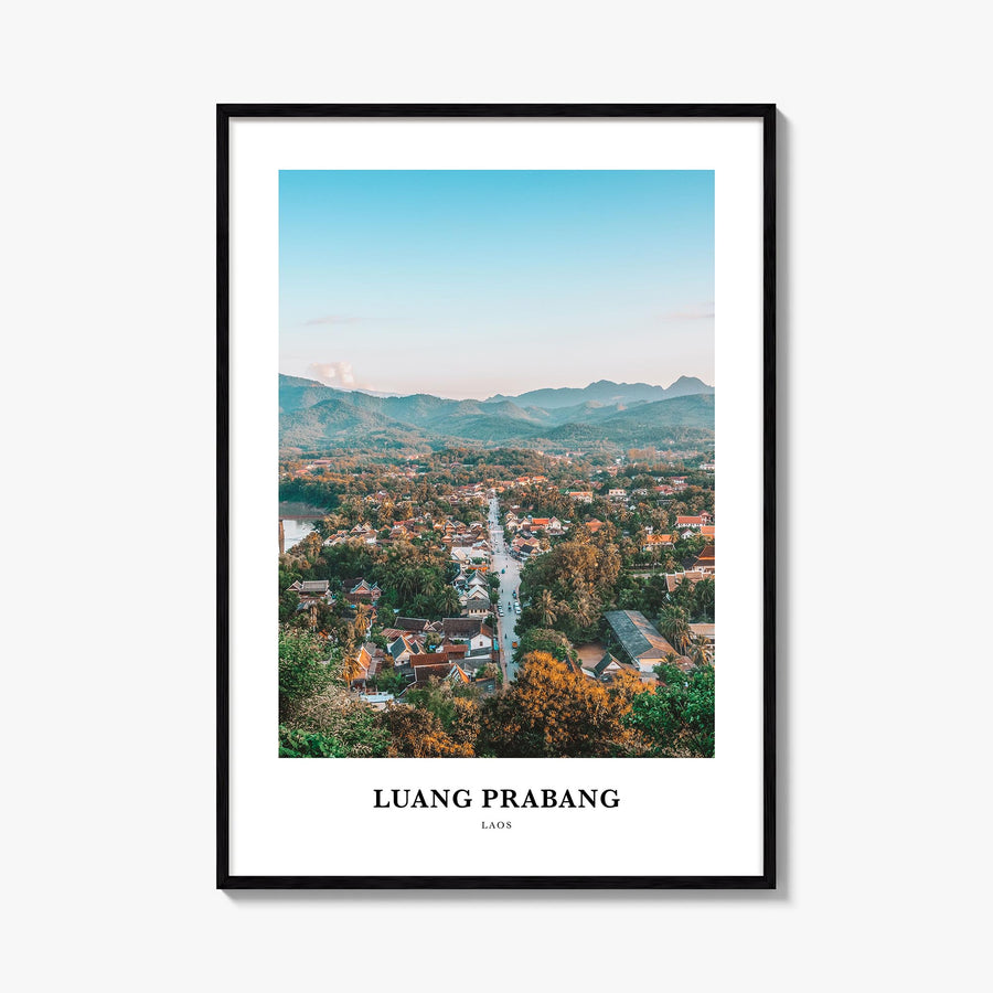Luang Prabang colorful classic poster of Laos – vertical wall art, unframed print shown in interior mockup