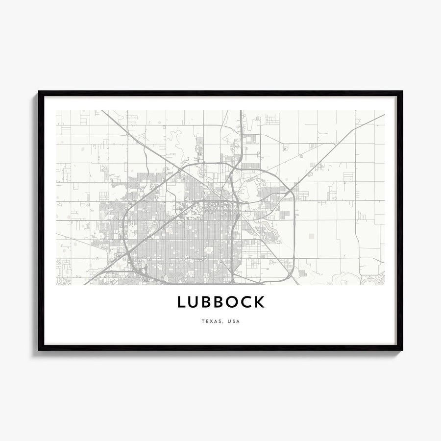 Lubbock Map Poster, framed poster mockup