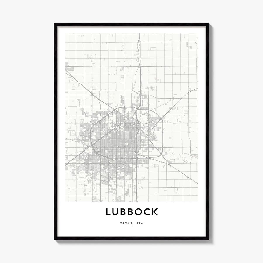Lubbock Map Poster, framed poster mockup