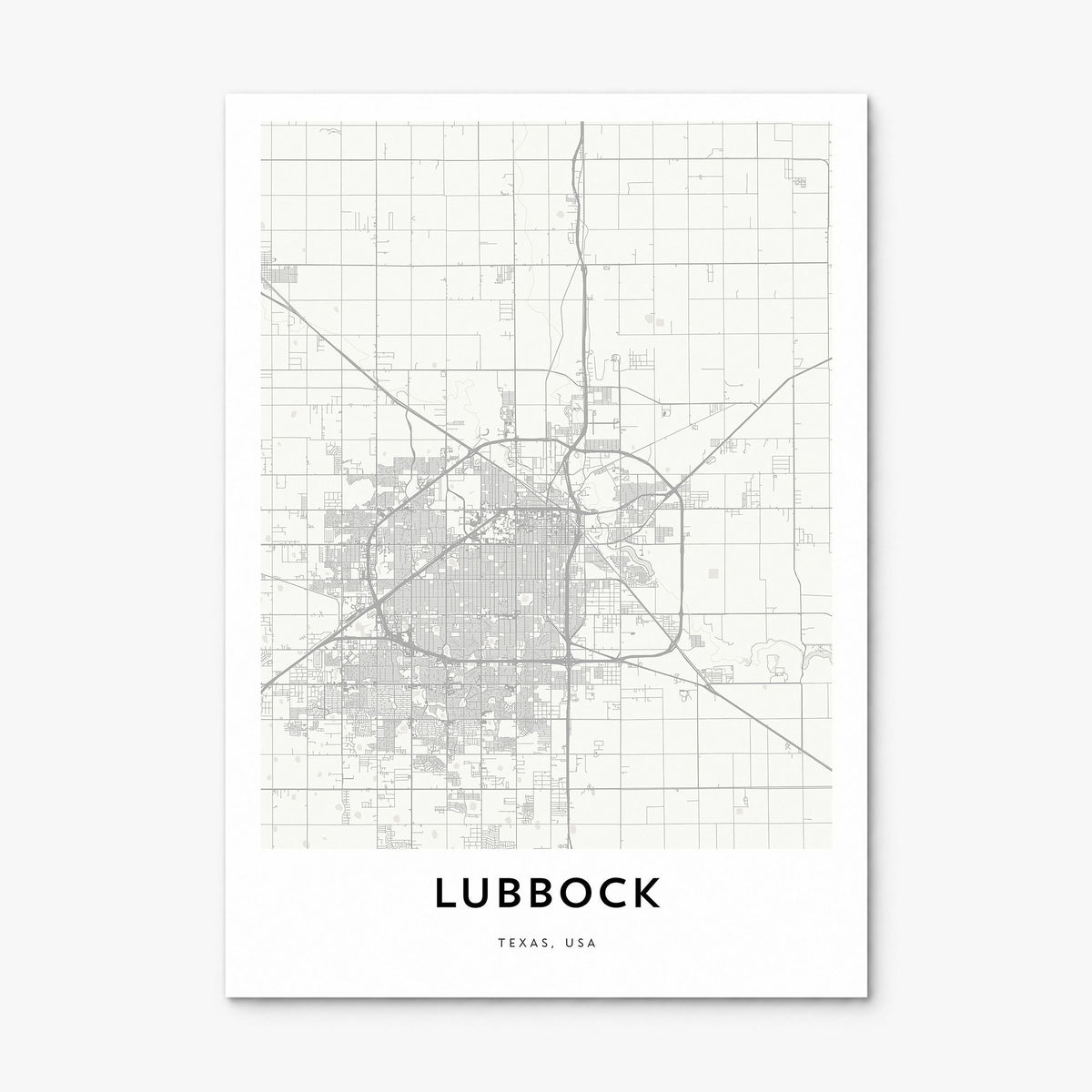 Lubbock Map Poster, print only (unframed)