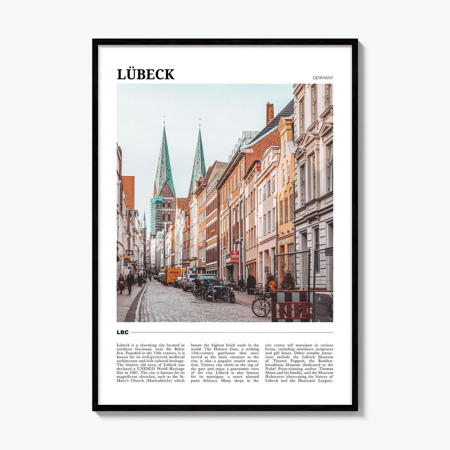 Lübeck Travel Poster, framed poster mockup