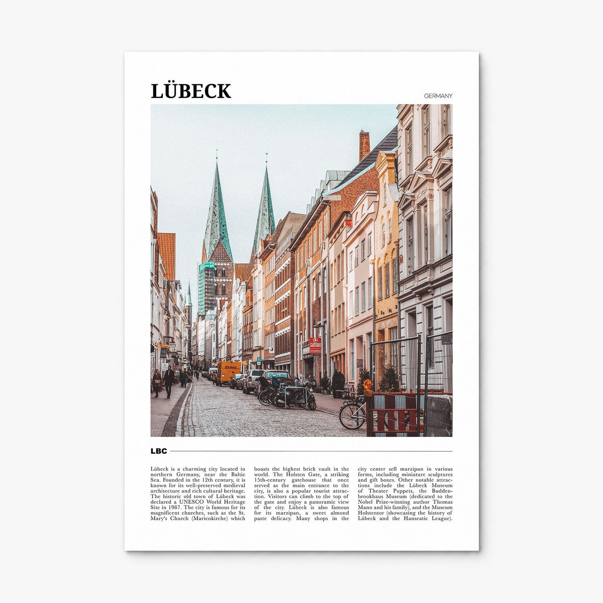 Lübeck Travel Poster, print only (unframed)